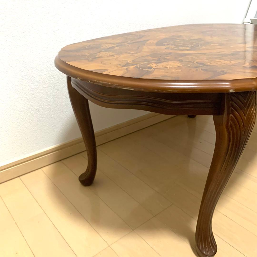 イタリア 象嵌　センターテーブル ロココ調 猫脚 エレガント アンティーク