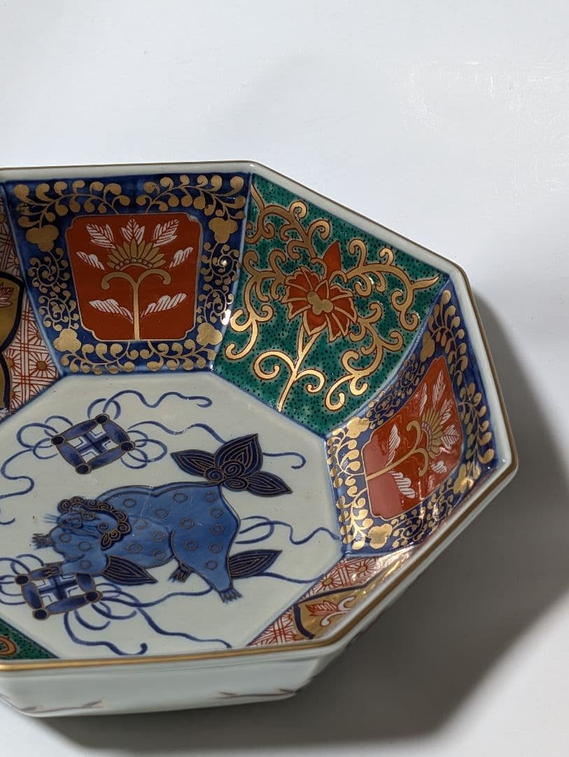 （F!!）林　九郎作　八角形の青い牛の絵皿 鉢2個セット