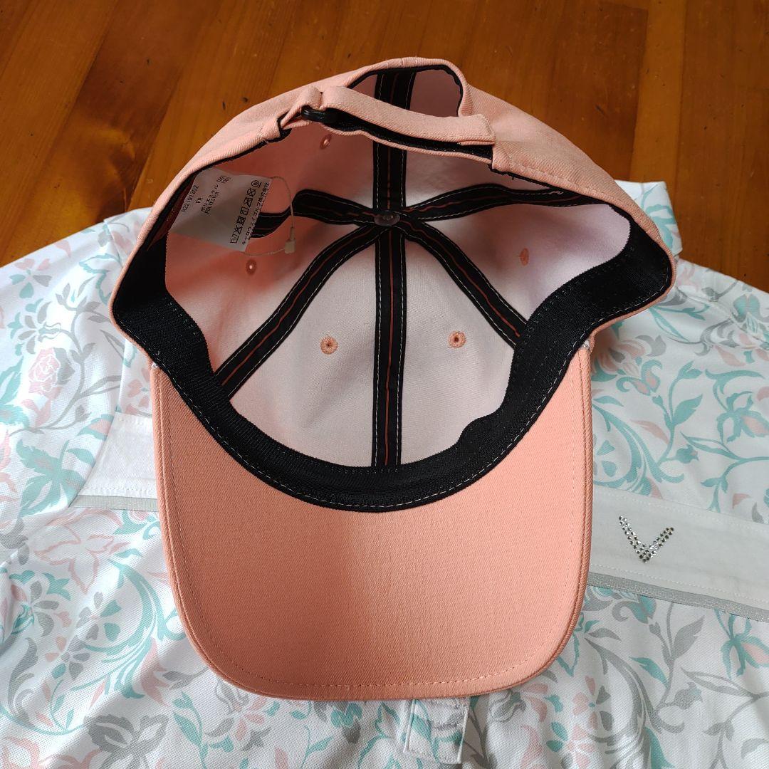 キャロウェイゴルフ　レッドレーベル　薔薇柄　ラインストーン付き　ゴルフキャップ