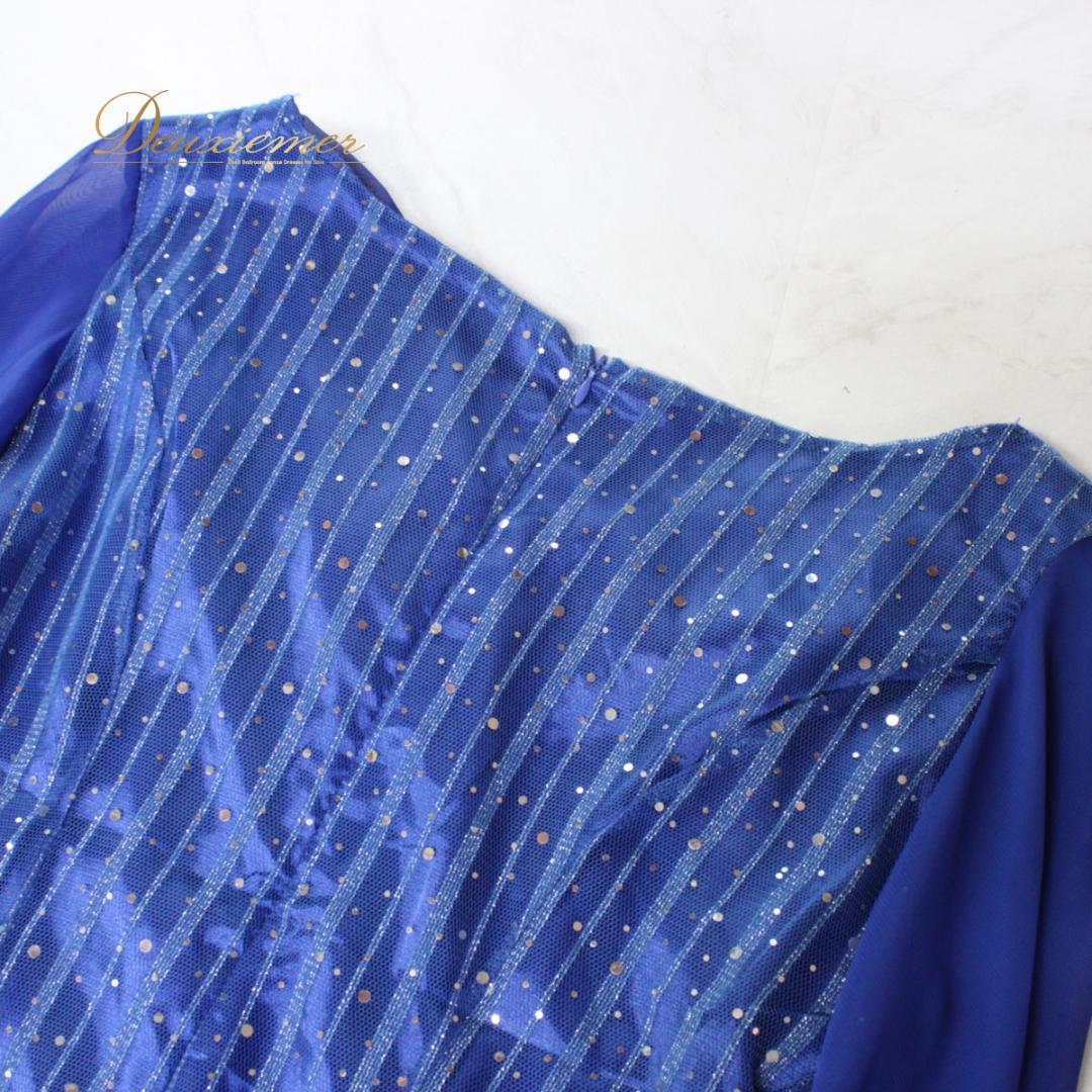 【美品 社交ダンス衣装】ワンピース ドレス ICHIOKU 青 ブルー キラキラ