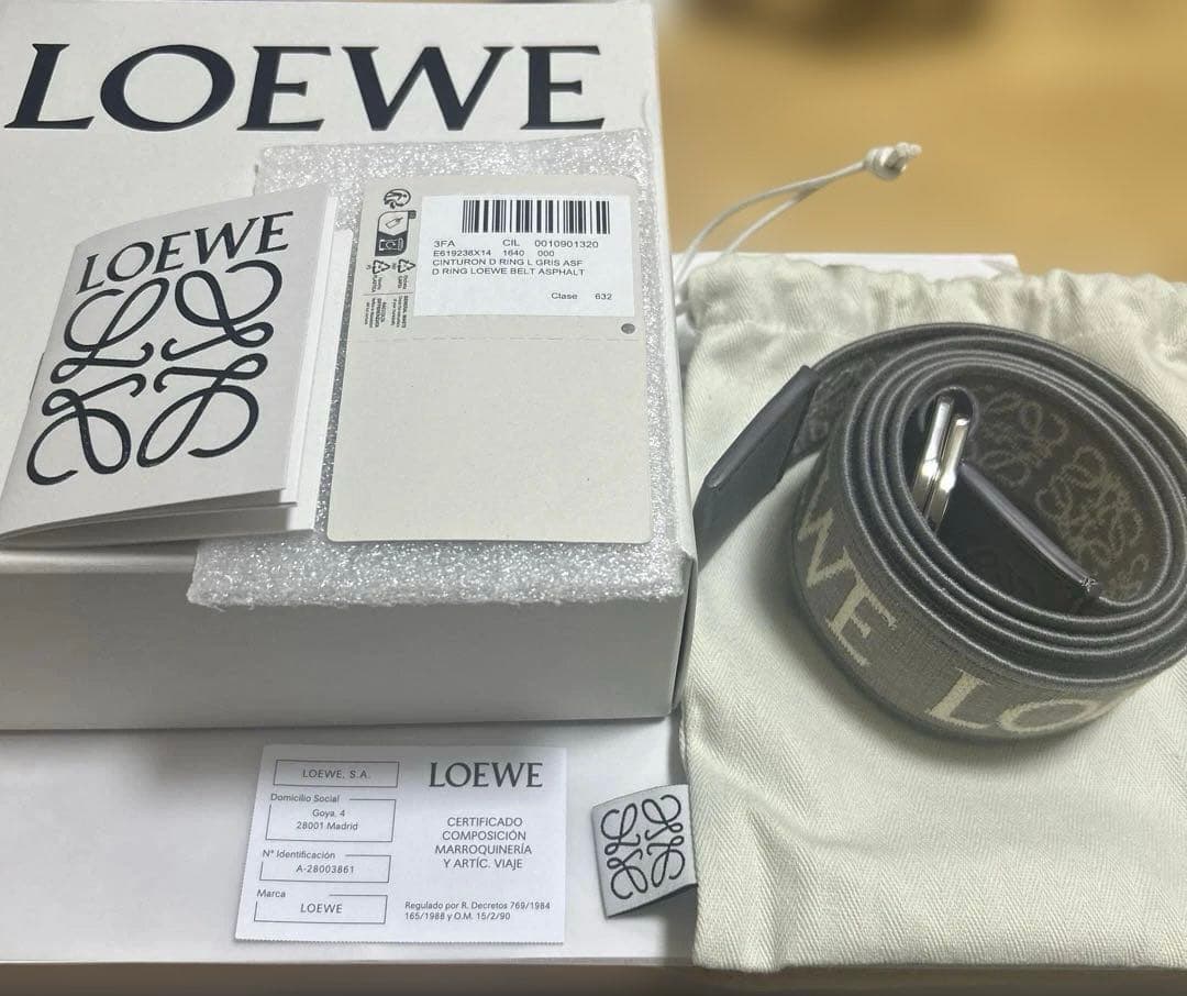 LOEWE Dリングロゴベルト アスファルトグレー　美品