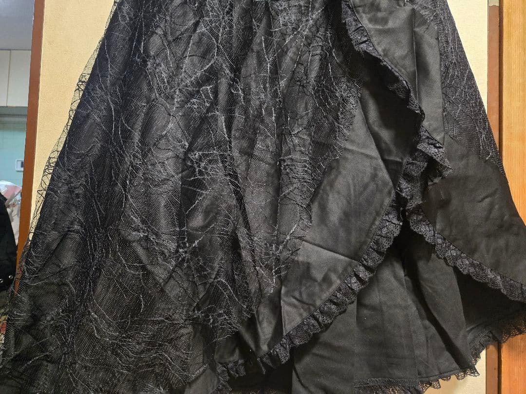 BODYLINE燕尾編み上げブラウス＆蝙蝠ネクタイ＆蜘蛛の巣レーススカートセット