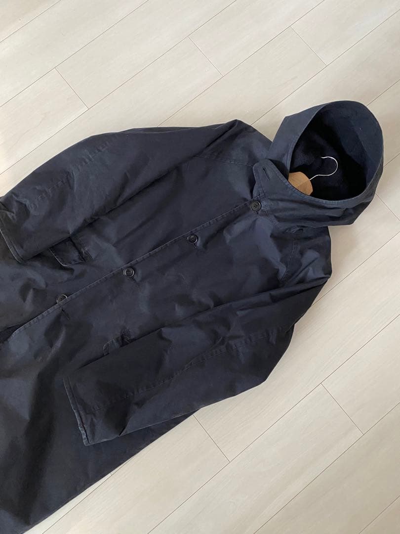 COMOLI コットン フーデッドコート