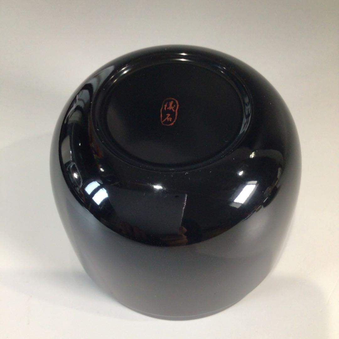 Ｐ７２０　棗　『円後渓石作』『黒漆塗』『菊桐蒔絵』『大棗』　共箱　茶道具