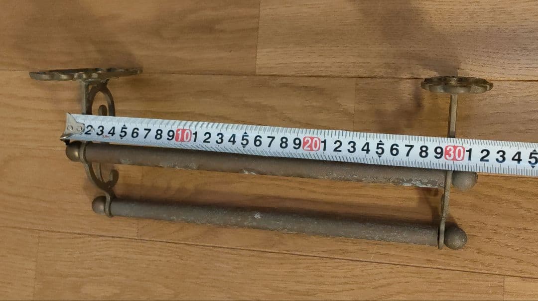 アンティーク 真鍮製 ダブルタオルバー 2連タオル掛 クラシック イタリア製 ①