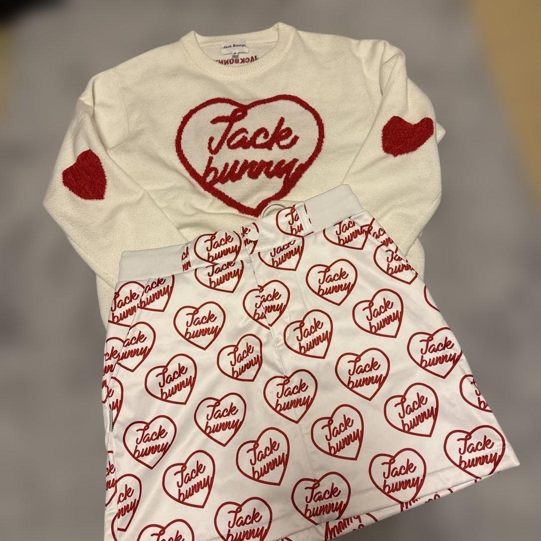 Jack Bunny!! ハート柄 セーター・スカートセット サイズ2