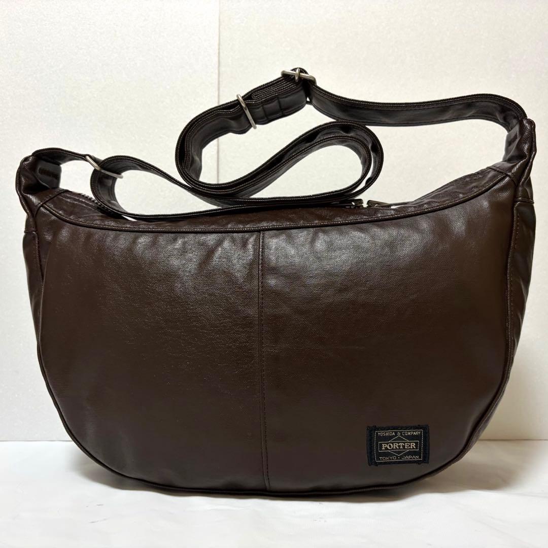 極美品✨ポーター フリースタイル ショルダーバッグ ハーフムーン ブラウン