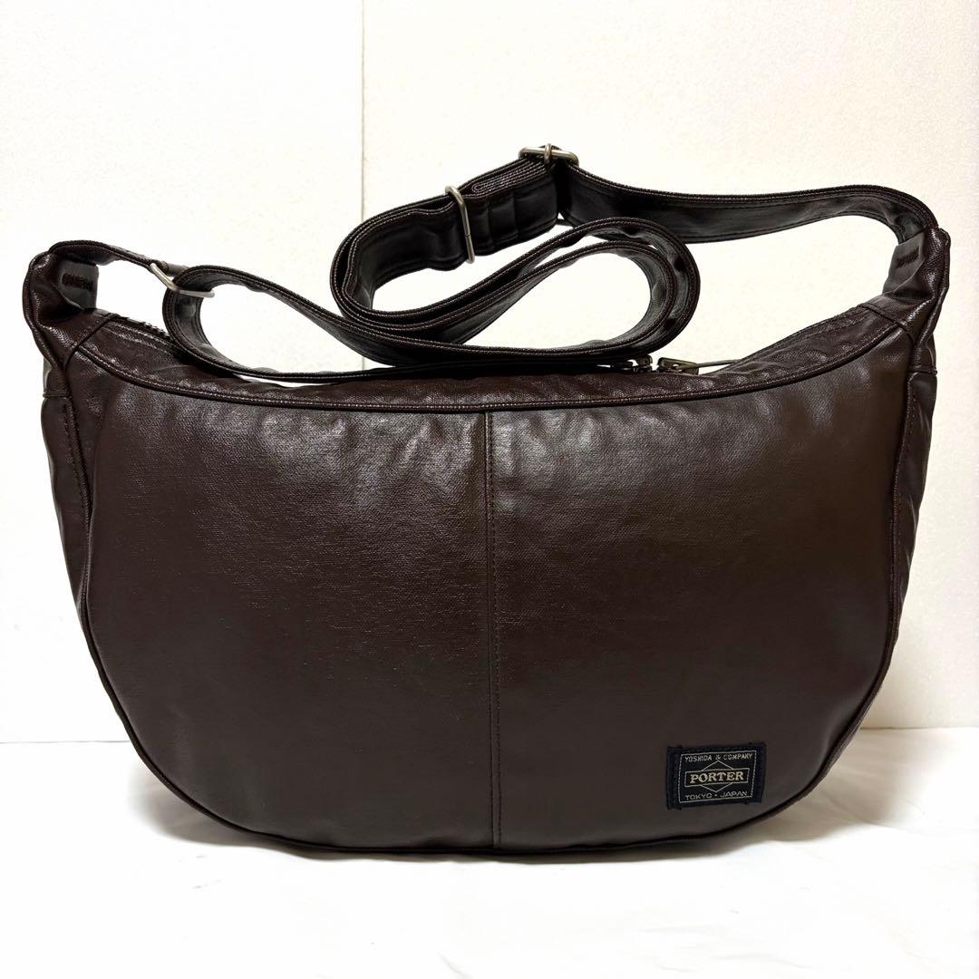 極美品✨ポーター フリースタイル ショルダーバッグ ハーフムーン ブラウン
