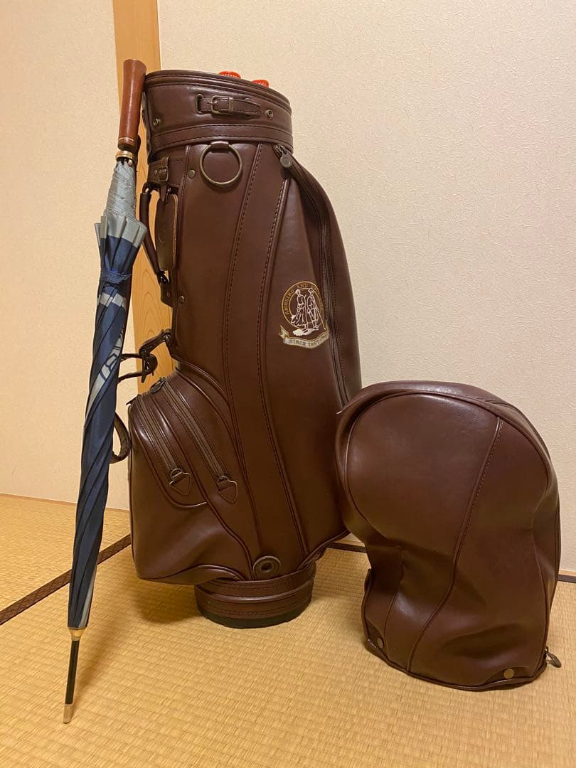 【美品】ミズノ最高級ブランド グランドモナーク キャディバッグ&ロゴ入り傘