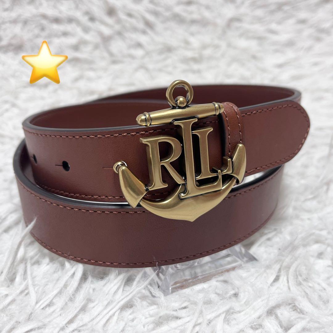 LAUREN RALPH LAUREN アンカーロゴ ゴールド金具スキニーベルト