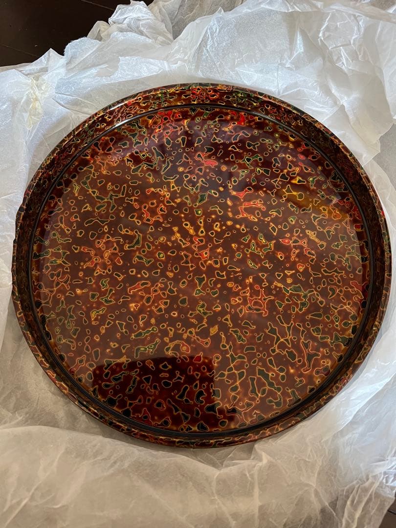 津軽塗り丸盆(ななこ塗)