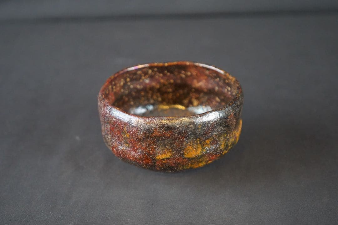 加藤石春 作 立田錦 楽焼 抹茶椀 紙箱 茶道具