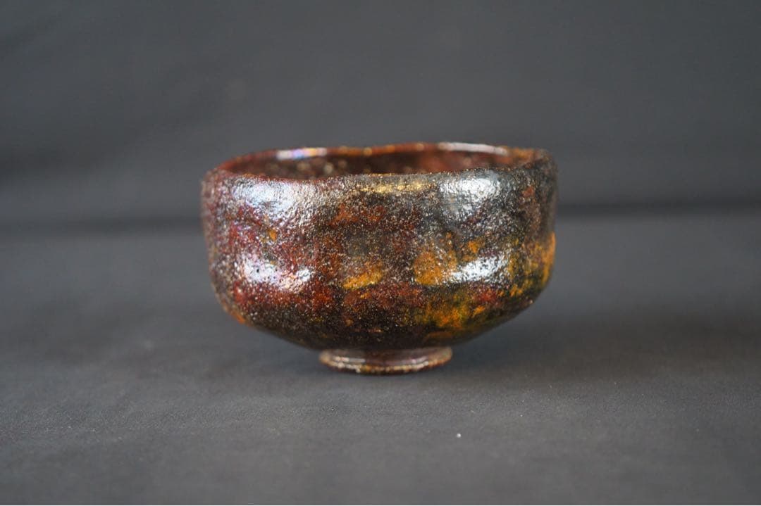 加藤石春 作 立田錦 楽焼 抹茶椀 紙箱 茶道具