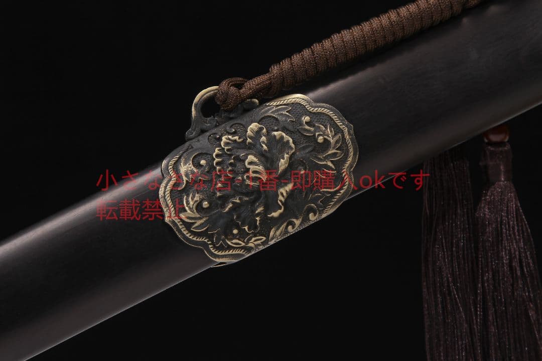牡丹剣二級黒檀百錬文紋鋼  古兵器 武具 刀装具 日本刀 模造刀 居合刀