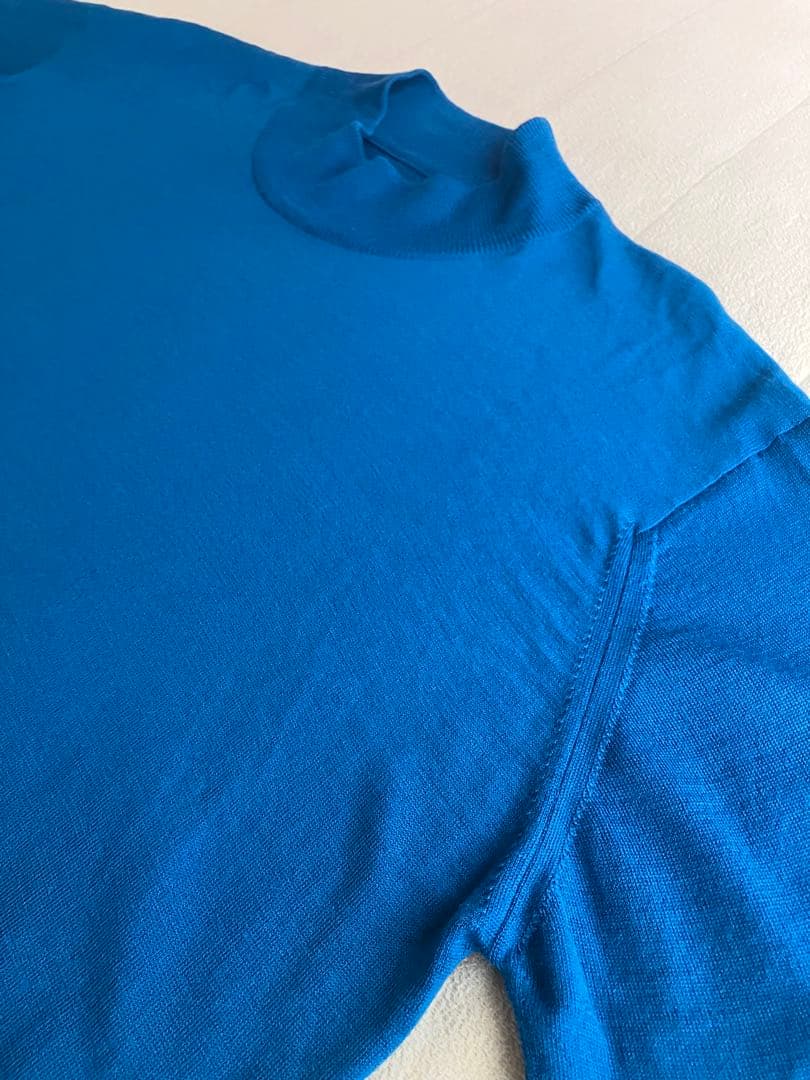 JOHN SMEDLEY ウール 30G モックネックニット ロイヤルブルー L