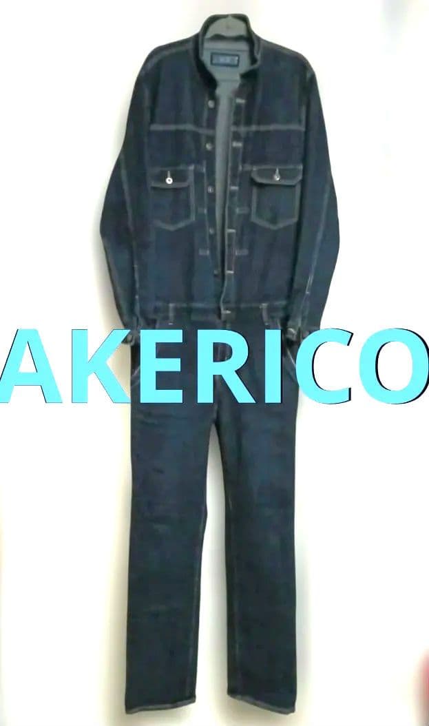 AKERICO デニムつなぎ　Lサイズ ダークブルー