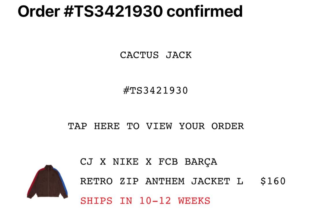 トラヴィス スコット　バルセロナ　レトロ ジップ アンセム ジャケット　L