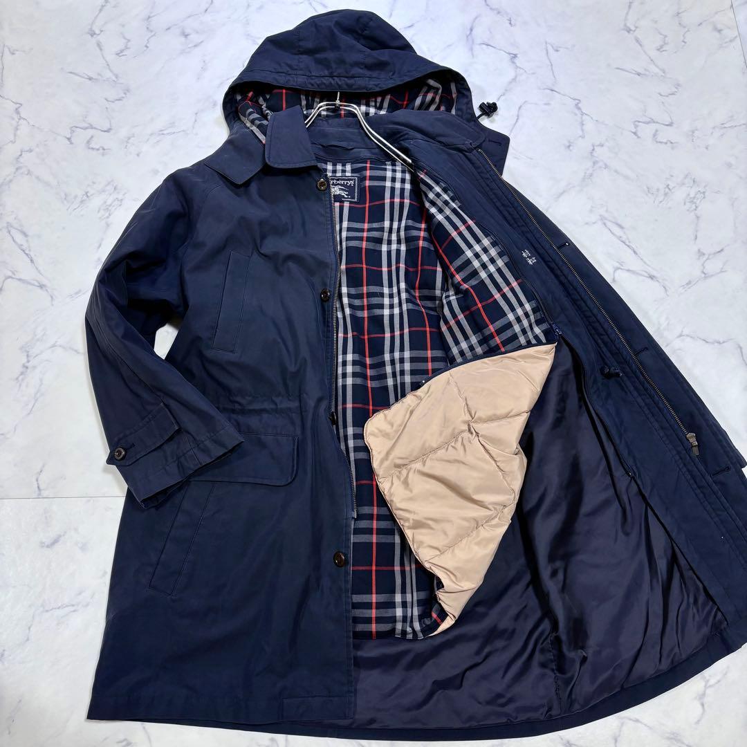 美品 BURBERRY ダウンライナー付き フーデッドコート MA ノバチェック