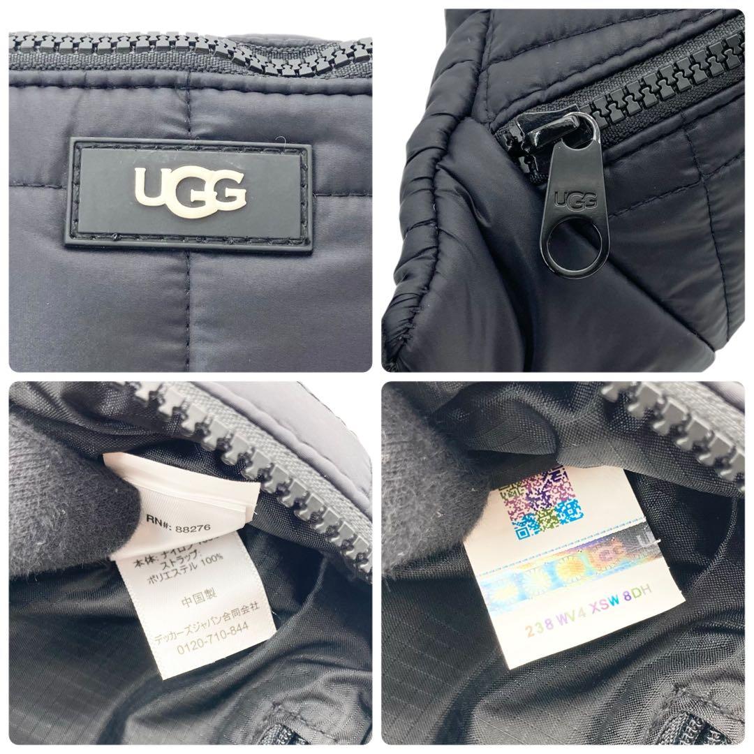 美品 813 UGG ナイロン キルティング ボディバッグ ウエストバッグ 黒