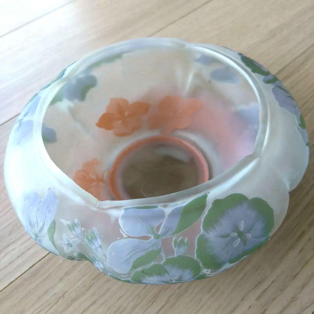 ガレ　紫陽花文平花器　エミール・ガレ　アールヌーボー　アジサイ