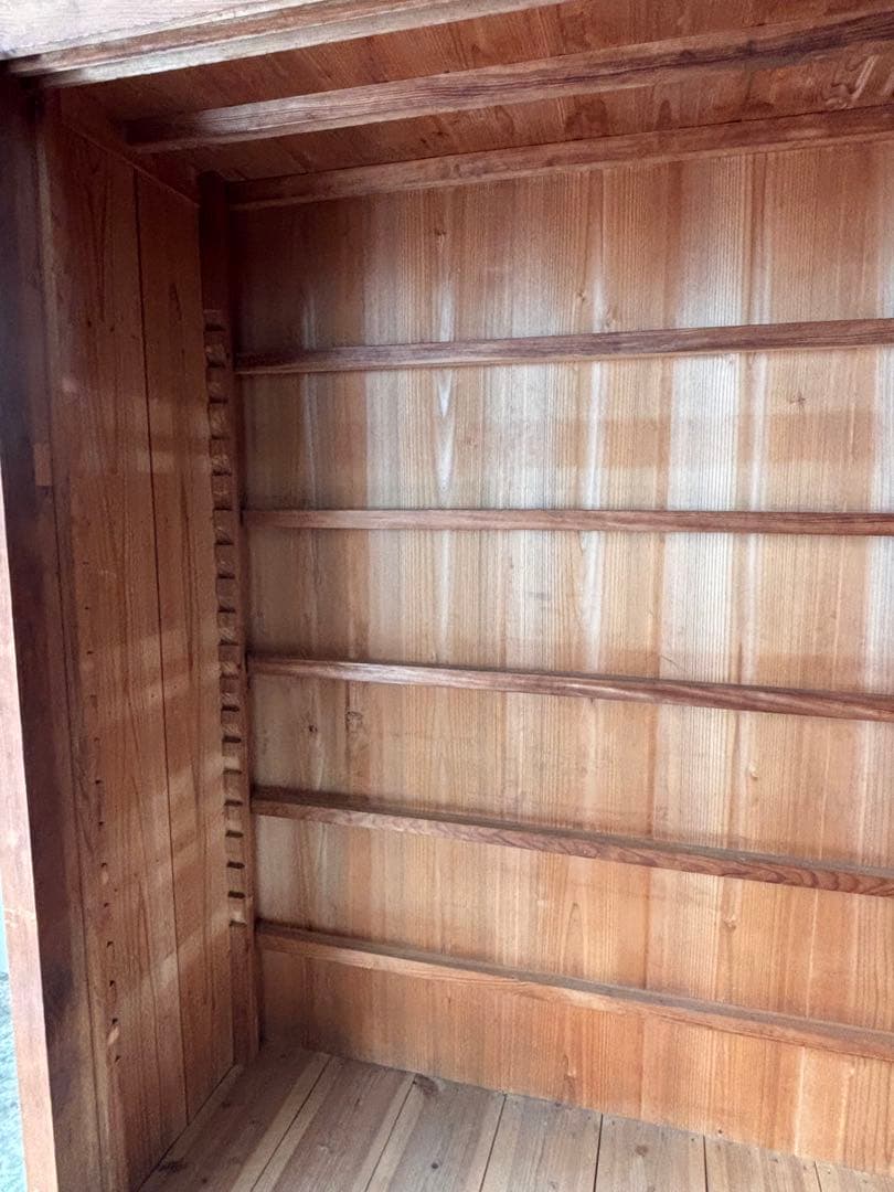 古い水屋　食器棚　ガラス棚　本棚　ガラスケース ショーケース　什器　天然木 1