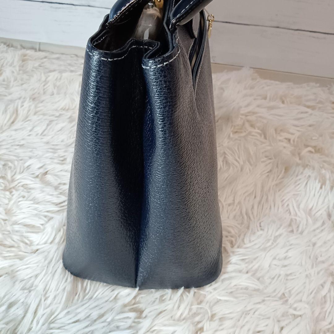 Kitamura キタムラ ハンドバッグ ネイビー　小型