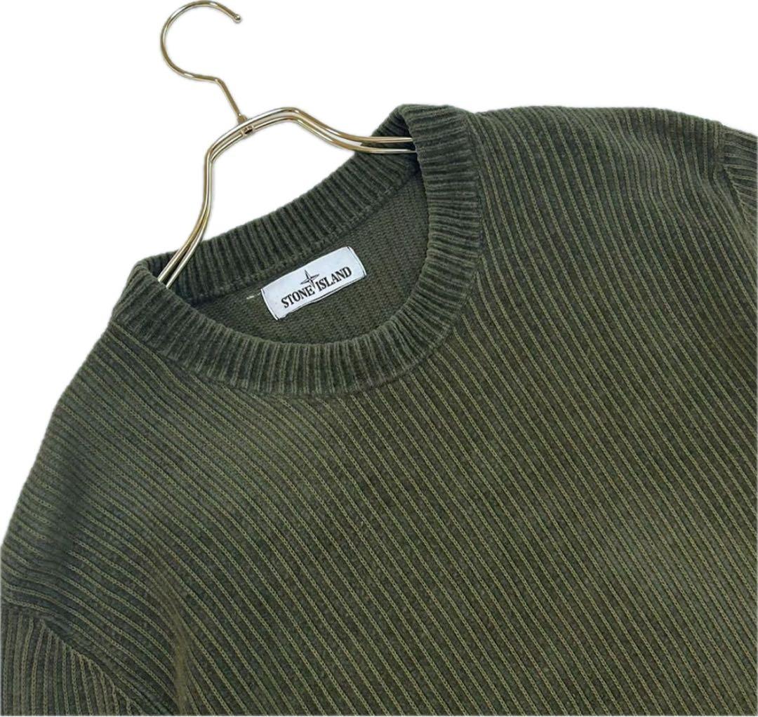 STONE  オリーブリブニットセーター