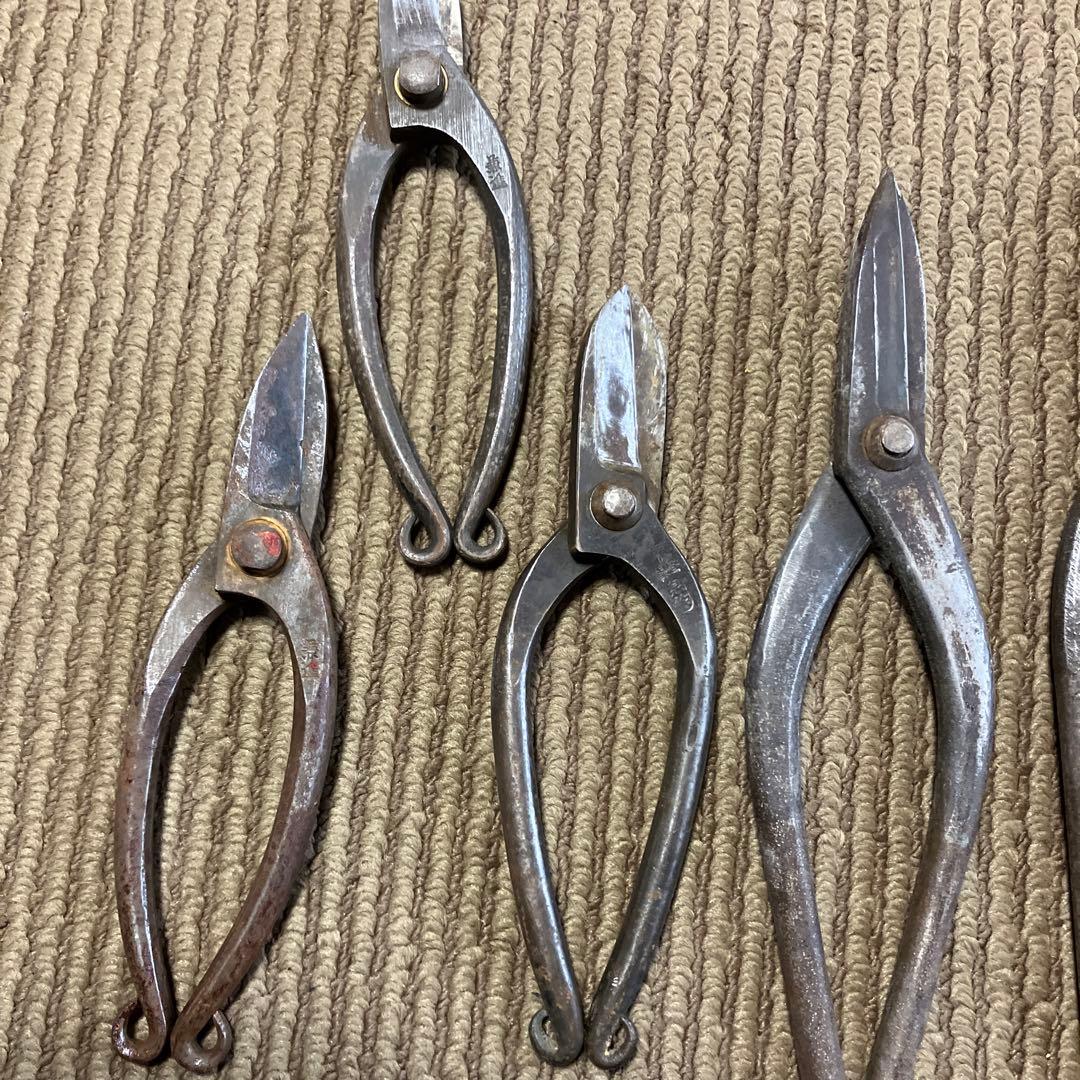 板金鋏　金切鋏　ハサミ　君萬歳　豊光　威光　元成請合　泉作　兼進　レトロ　７本