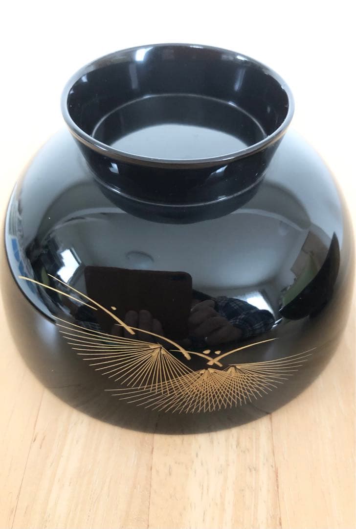 【輪島塗】【希少】木製漆器 吸物椀 蓋付き（見開きまで模様付き）5客セット