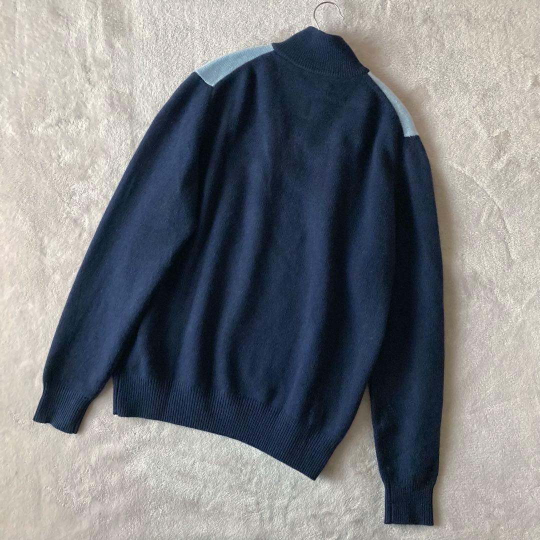 イタリア製バランタイン＊最高級カシミヤ100% アーガイルニット＊ネイビー×水色