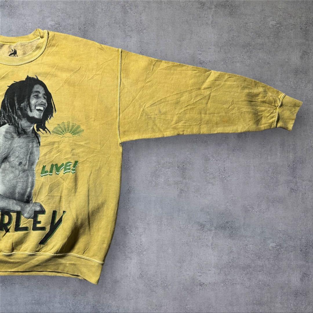 2384古着ZIONボブ・マーリースウェット雰囲気系好デザインマスタードイエロー