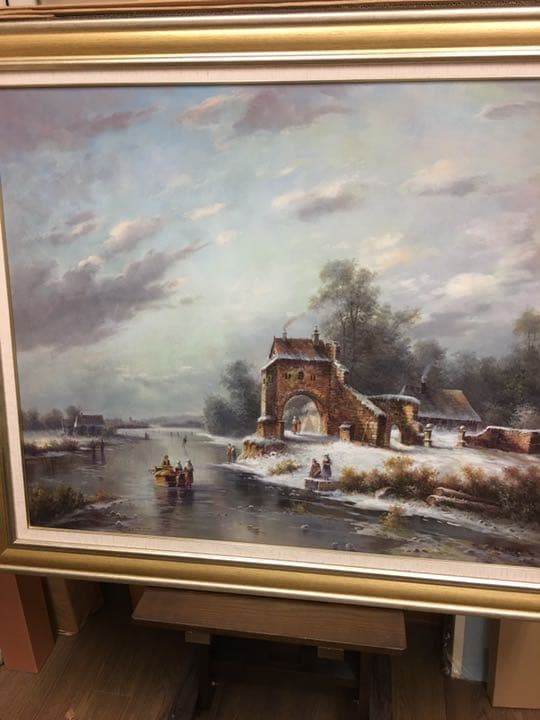 油絵  手描き 作品肉筆画 スーパーロング超大型サイズ油絵手がき