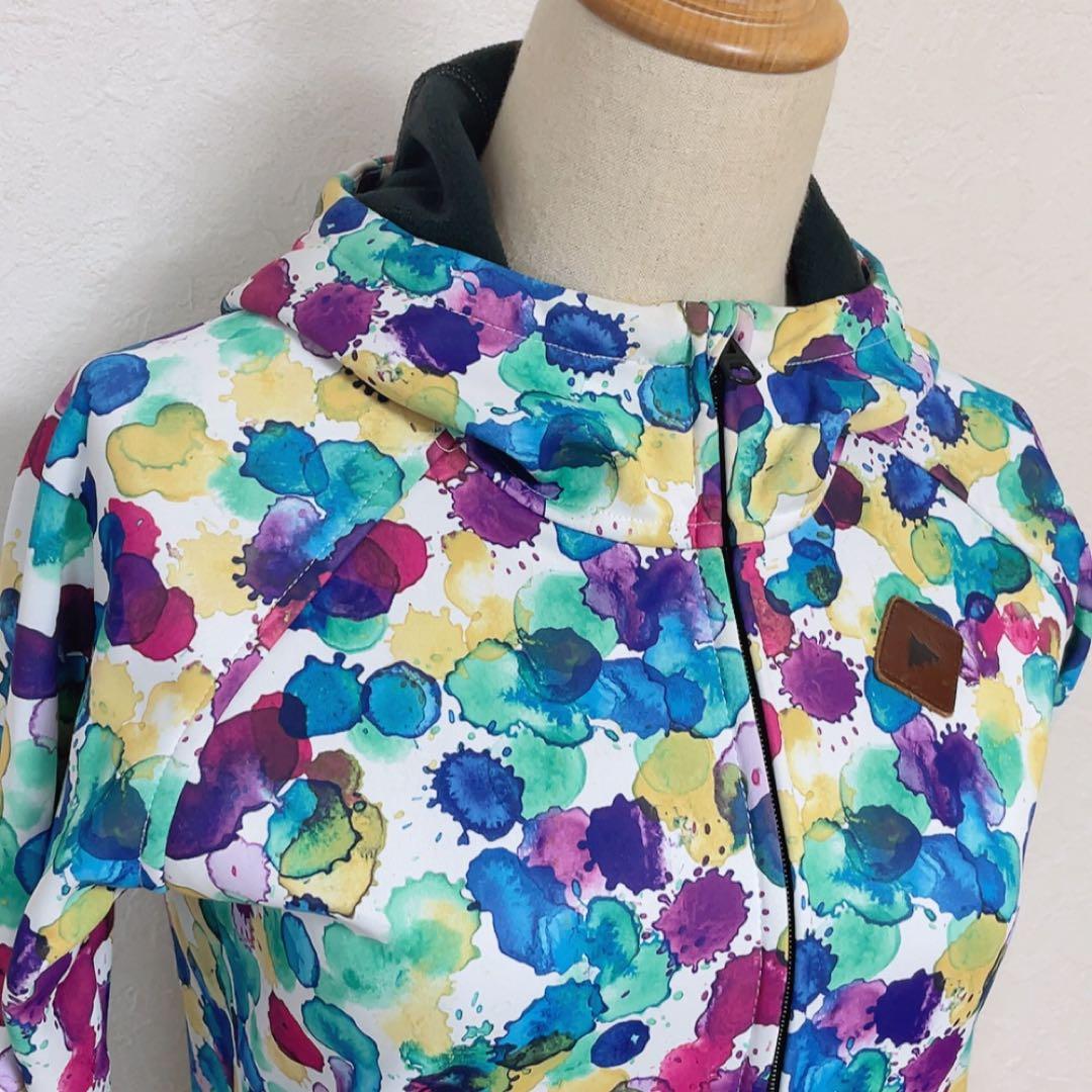 【美品】BURTON カラフル水彩柄 フルジップパーカー DRYRIDE S