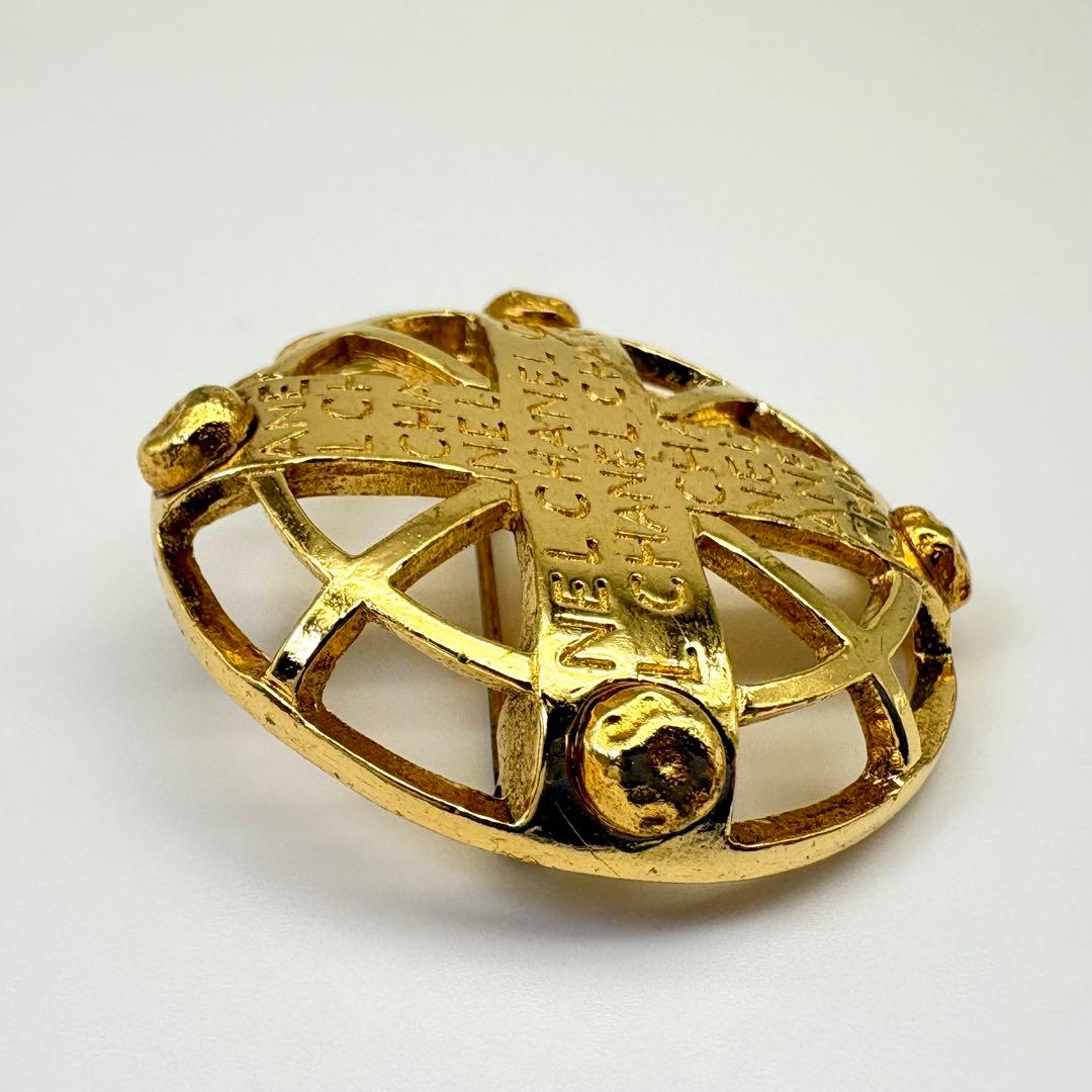 CHANEL シャネル ブローチ クロス ロゴ ヴィンテージ ゴールド