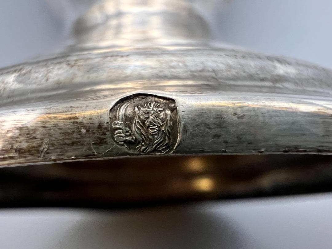 ととろ　銀製　ライオンマーク　三越　銀花瓶　花入れ　手彫　重量約820g