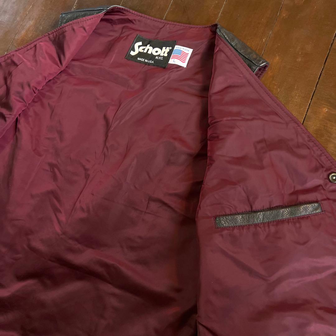 USA製！！【Schott N.Y.C. ショット】レザーベスト 本革ブラック