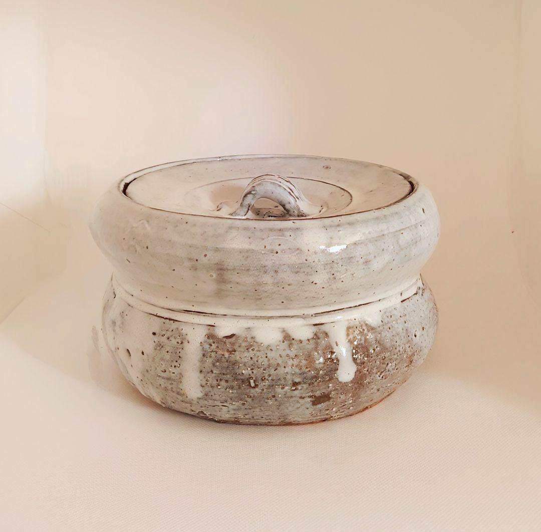 萩焼　水指（人間国宝）十一代三輪休雪 替蓋（塗蓋）　裏千家淡々斎花押 共箱あり