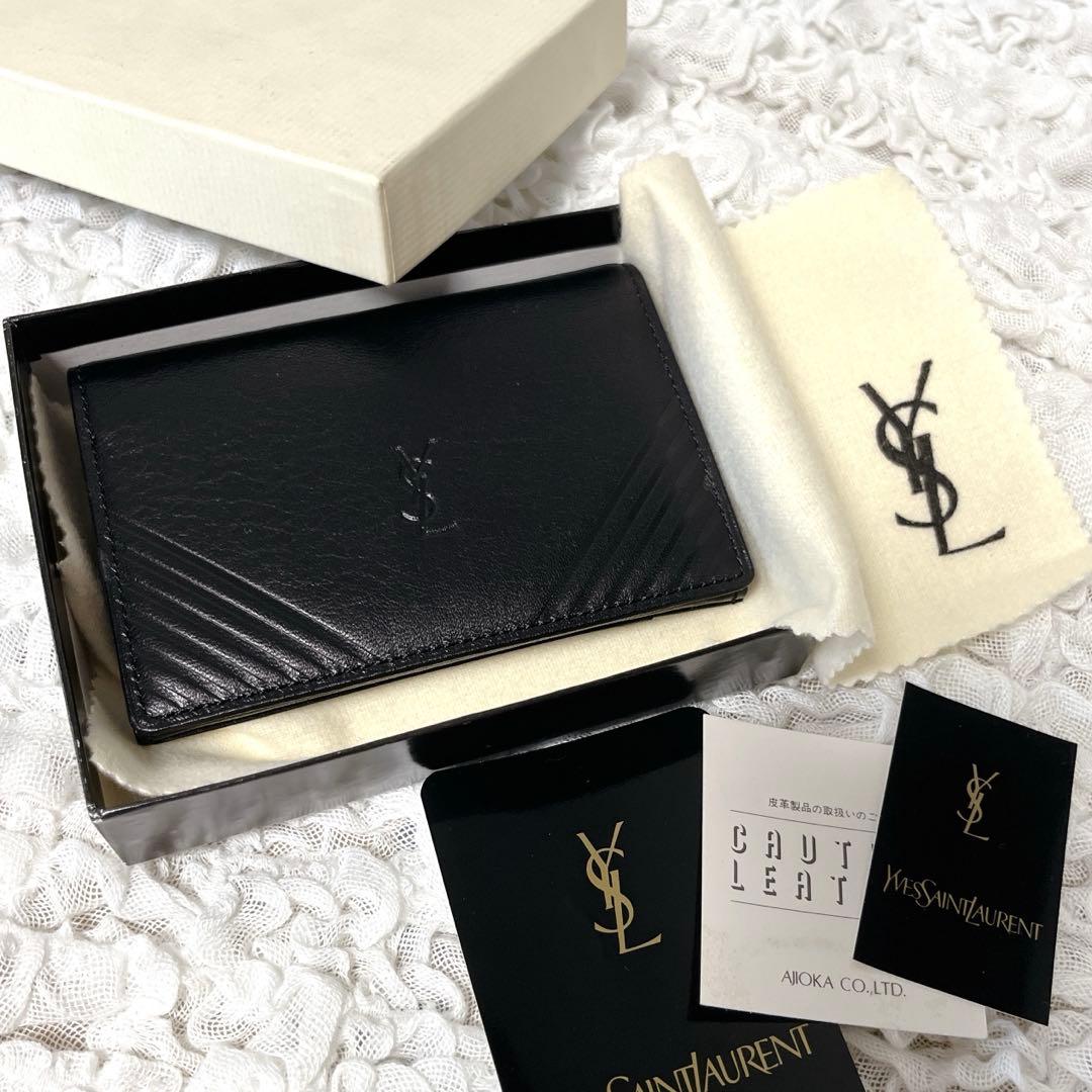 未使用級✨イブサンローラン　カードケース　ブラック　レザー　名刺入れ　IDケース