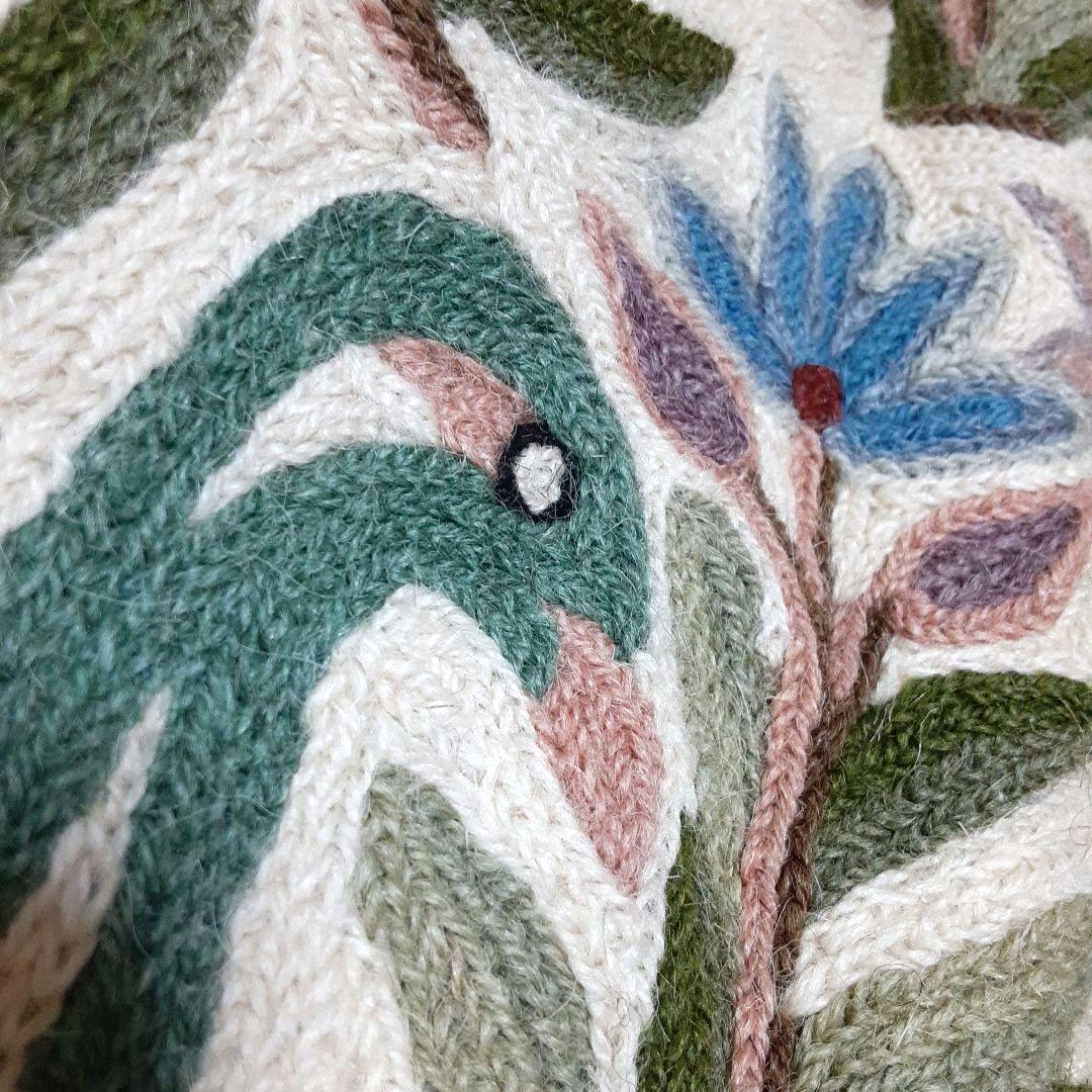 ヴィンテージラグ　カシミールアリ刺繍 タペストリー　手刺繍　マルチカバー　一点物