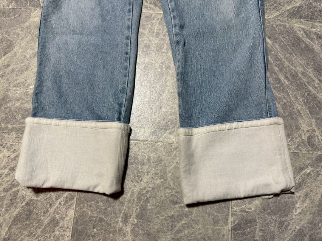 LOEWE ロエベ フィッシャーマン デニムジーンズ パンツ レザーパッチ 48