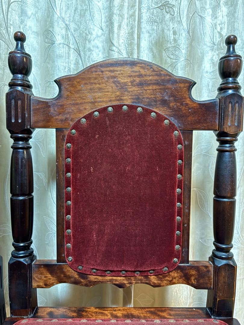 ヴィンテージ 鋲打ち　椅子　ベルベット張り　レトロ　チェア 2脚