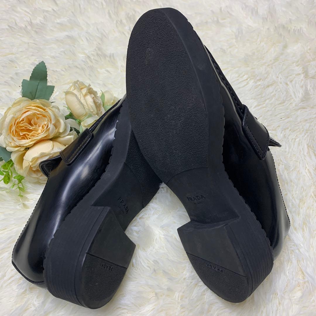 PRADA チョコレート ブラッシュドレザー ローファー