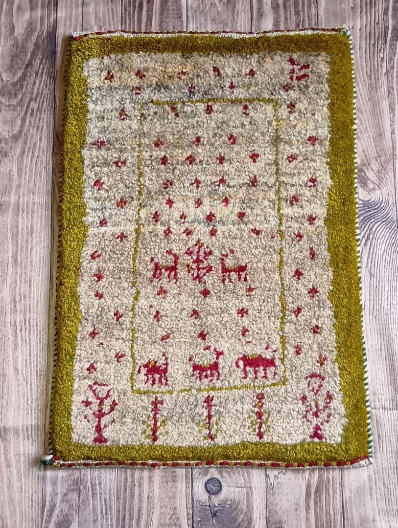 ペルシャ絨毯　ギャッベ　玄関サイズ　手織り　イラン(24)