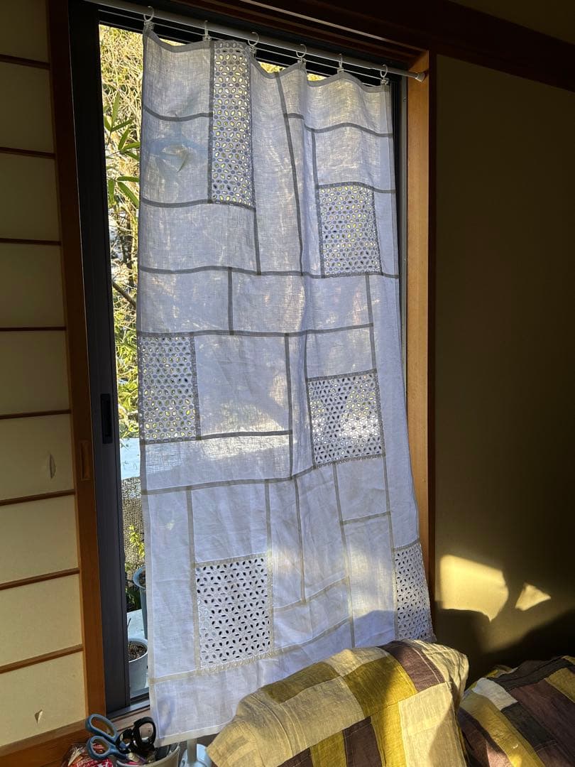 「ベルギーリネンと花刺繍」ポジャギ