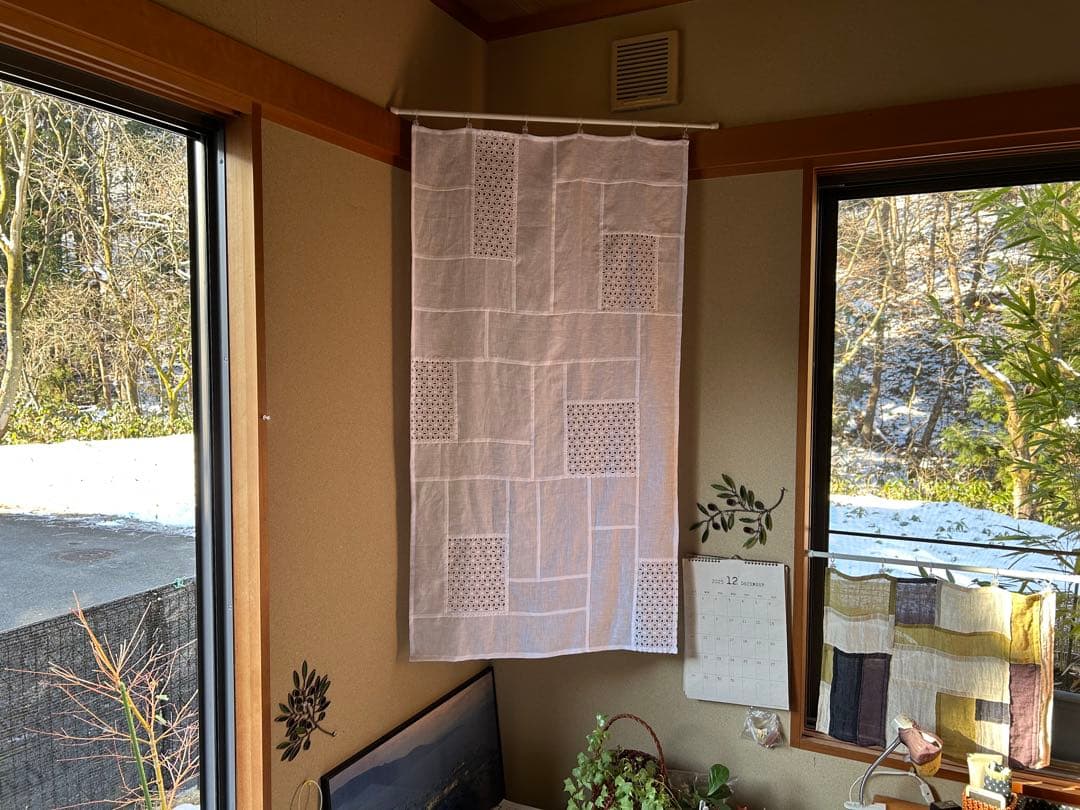 「ベルギーリネンと花刺繍」ポジャギ