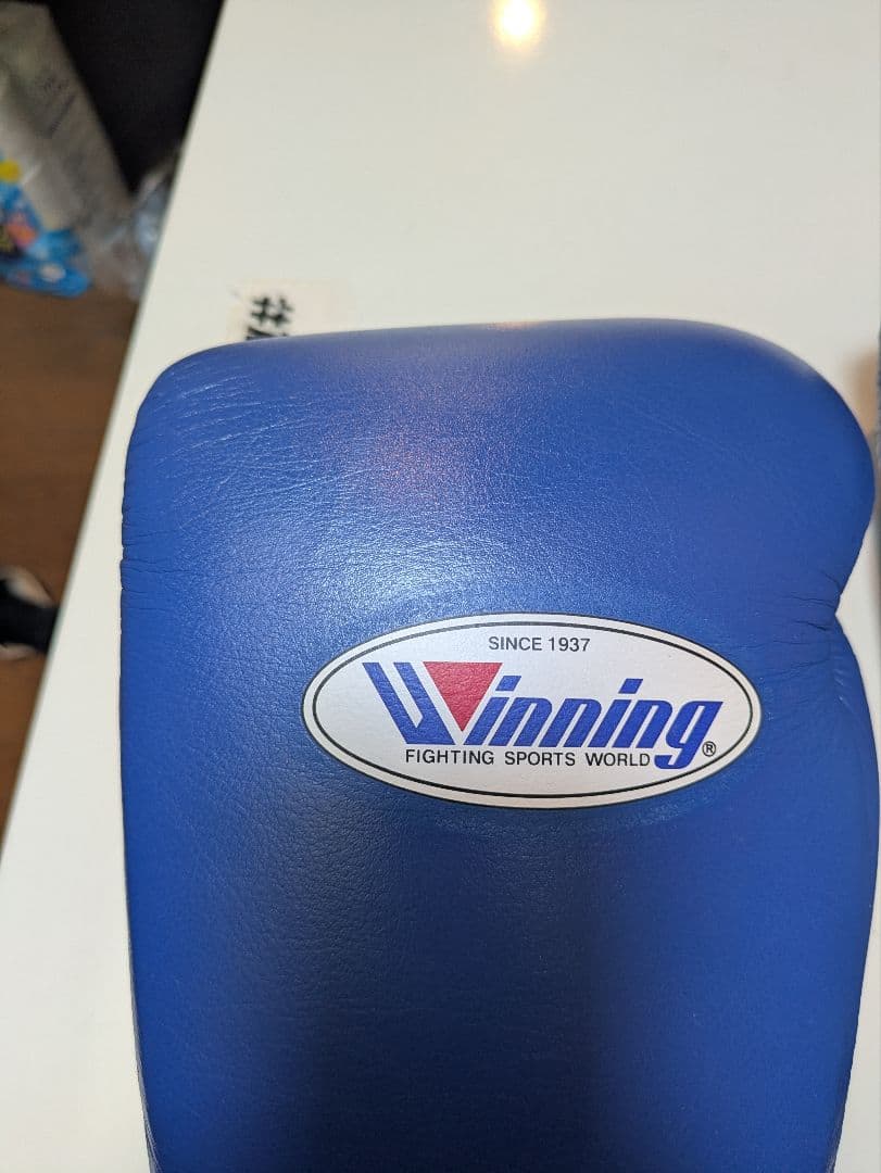 新品未使用 Winning ボクシンググローブ 青 14oz ベルクロ式 牛皮革