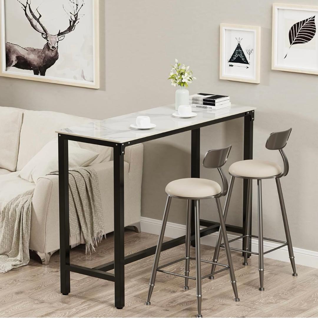 【2/7まで】【美品】カウンターテーブル ３点セット 大理石調