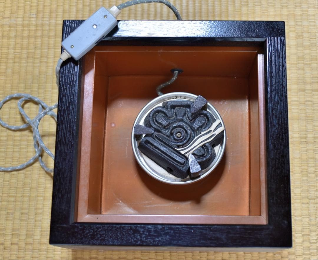 焼杉置炉＆野々田電熱器５００w　囲炉裏　お茶道具／共箱