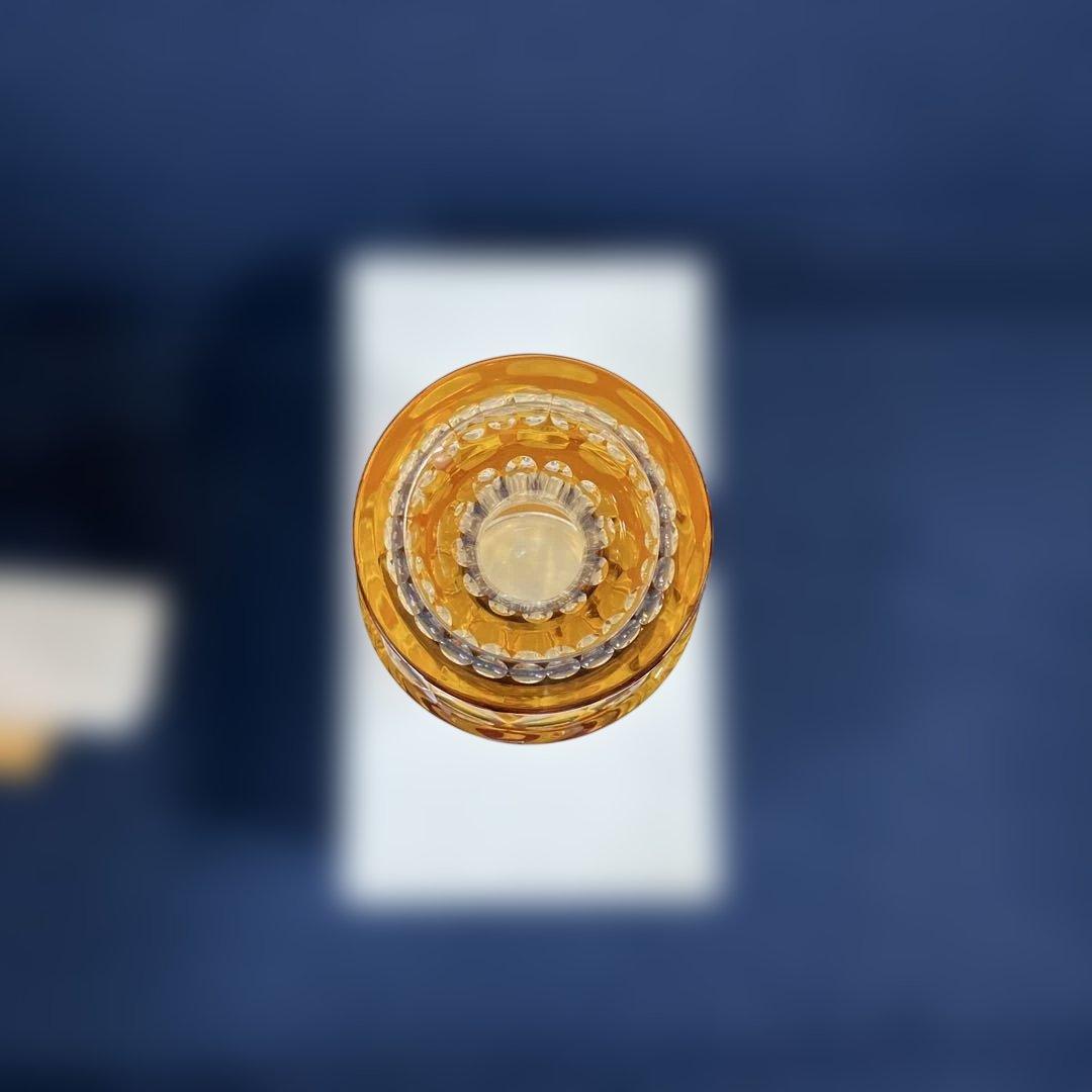 各務クリスタル　「琥珀色の花瓶」色被せ硝子　クリスタル琥珀の煌シリーズ