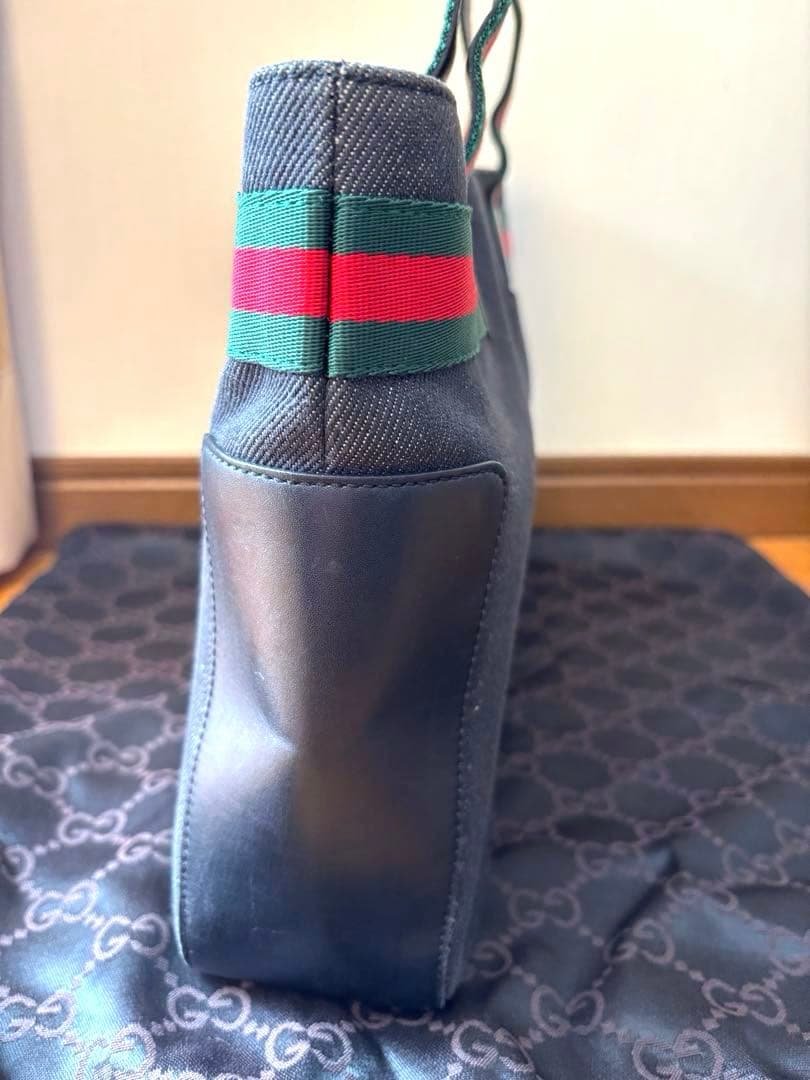 【美品】Gucci シェリーライン デニム✖️レザー トートバッグ 保存袋あり